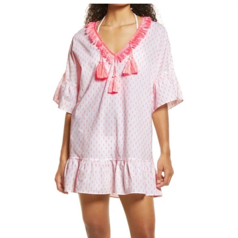 Lilly Pulitzer Kipper Cover-Up Tunic Dress S/M Tangelo Neon Clip Resort …